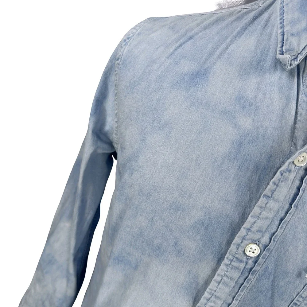 Levis‎ Mens Acid Wash Denim Button Down Shirt Light Blue Cloud Sky Wash Medium